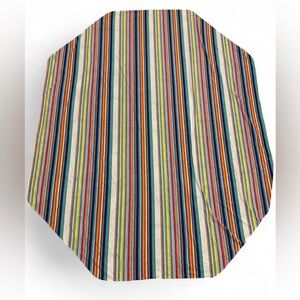 Vintage 1950s 60s Striped Multicol Terry Cloth Tablecloth 62x78 MCM Retro Picnic